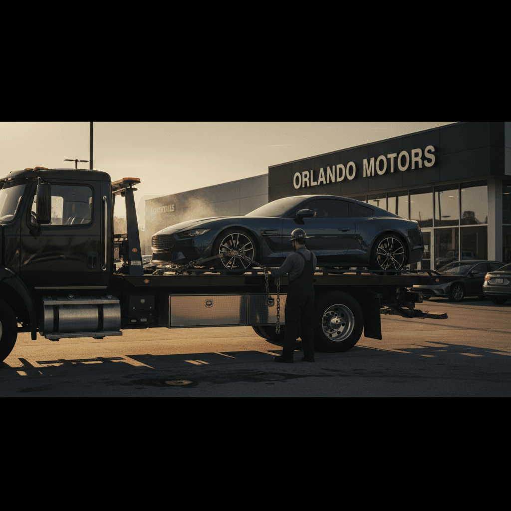 Vehicle being secured for transport