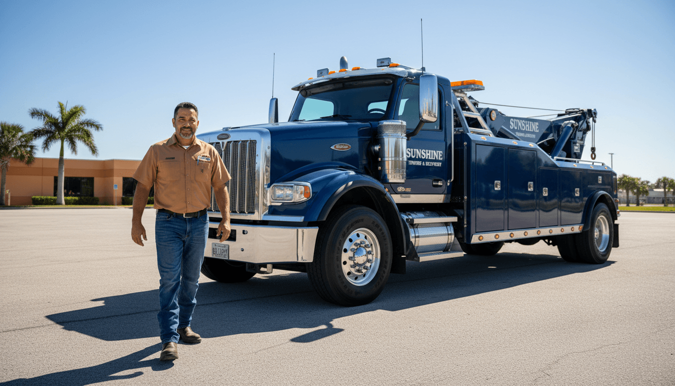 Anton Reichenbach standing beside a tow truck in Orlando